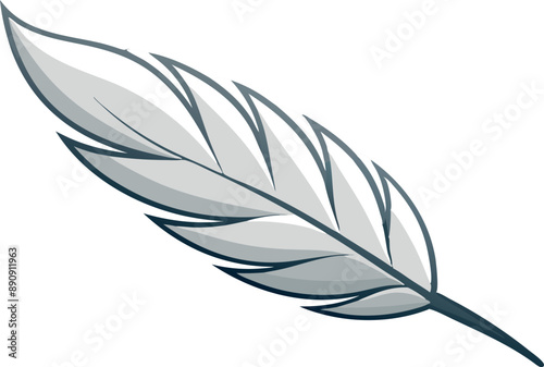 Minimalistic black and white feather drawing, ideal for design or decoration purposes