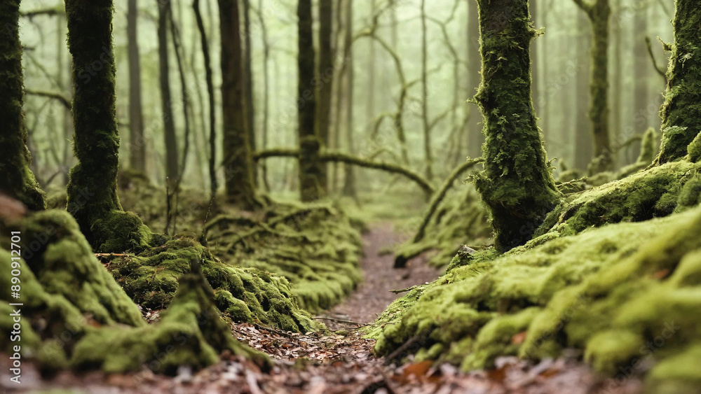 Green moss on forest, 16:9, 300 dpi with copyspace Green moss on forest, 16:9, 300 dpi with copyspace