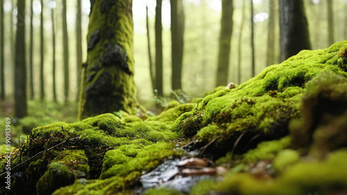 Green moss on forest, 16:9, 300 dpi with copyspace