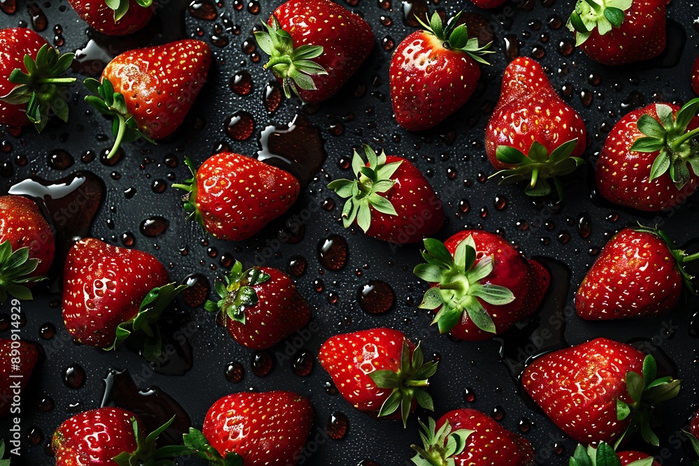 Close-up of Fresh Strawberries with Water Droplets Close-up of Fresh Strawberries with Water Droplets