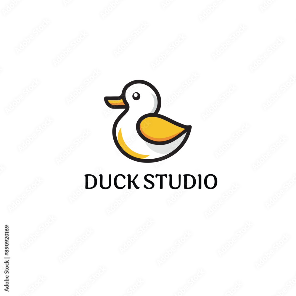 Obraz premium Simple line duck logo vector design