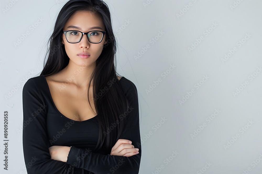 Portrait of a Young Woman Wearing Glasses Portrait of a Young Woman Wearing Glasses