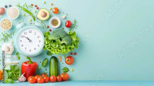 Healthy weight, longevity diet, mindful consumption, flat design illustration