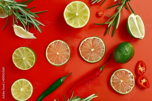 Lime and chili pepper backg...
