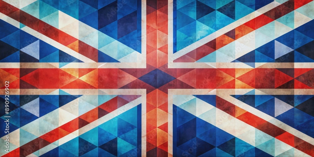 Abstract Union Jack flag art with geometric shapes and vibrant colors, UK flag, Union Jack, abstract, art, geometric, shapes Abstract Union Jack flag art with geometric shapes and vibrant colors, UK flag, Union Jack, abstract, art, geometric, shapes