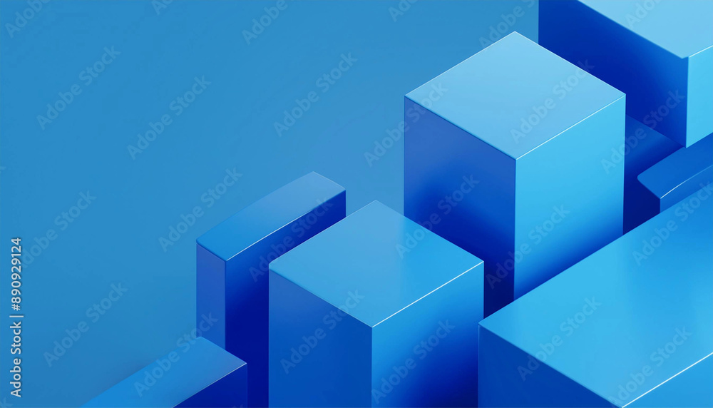 Background design, abstract blue cube geometric blocks, 3d render with copysapce on left Background design, abstract blue cube geometric blocks, 3d render with copysapce on left