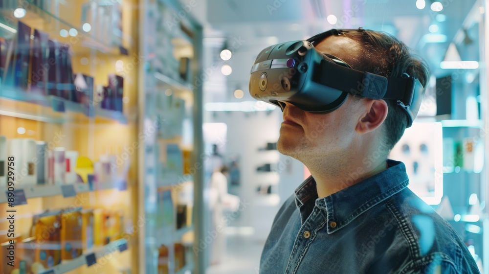 VR marketing simulation with a user experiencing a new product VR marketing simulation with a user experiencing a new product