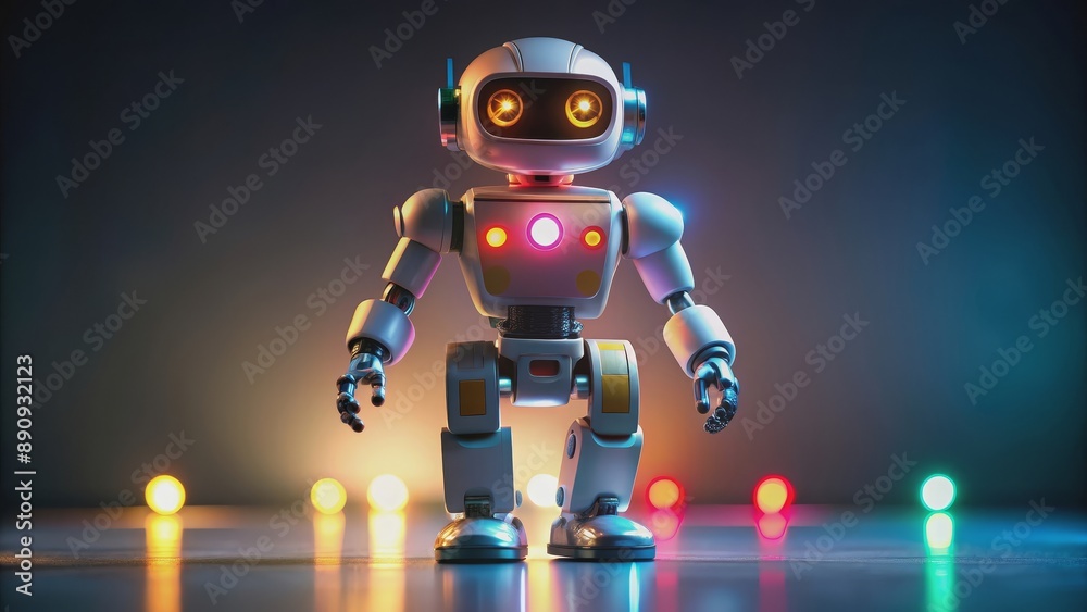 of a futuristic robotic toy with lights and movable limbs, robot, toy, futuristic, technology, gadget