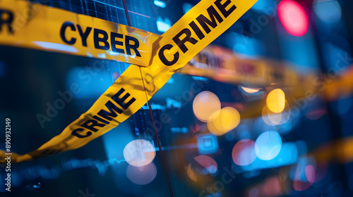 Prominent yellow crime scene tape emblazoned with the words 