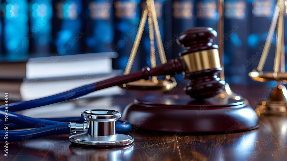 Law and Medicine Illustrated by a Stethoscope and Judge’s Gavel in a Thought-Provoking Composition Law and Medicine Illustrated by a Stethoscope and Judge’s Gavel in a Thought-Provoking Composition