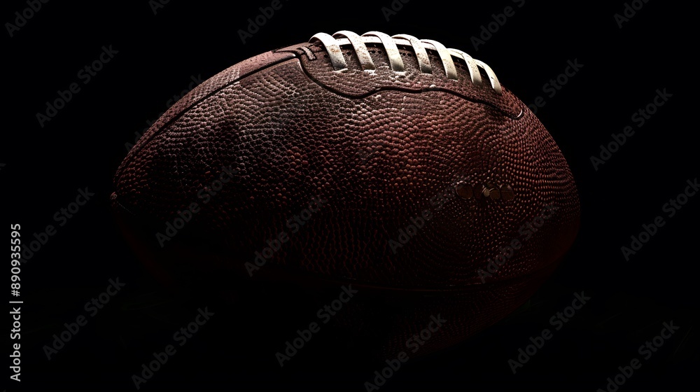 American football ball close up on black background. American football ball close up on black background.