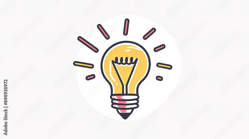 Minimalistic Abstract Light Bulb Symbolizing an Idea on White Background Minimalistic Abstract Light Bulb Symbolizing an Idea on White Background