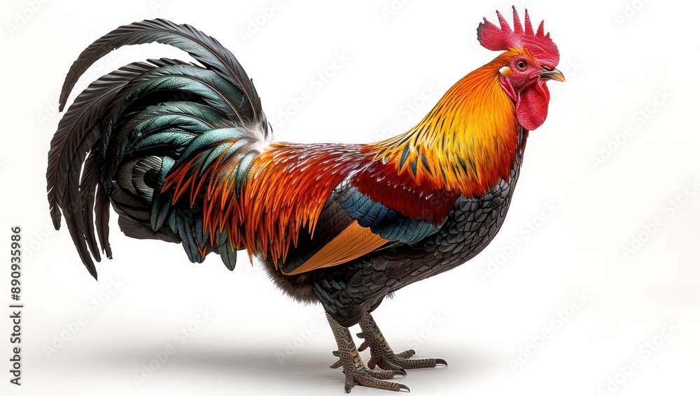 Fototapeta premium A Rooster with Vibrant Plumage