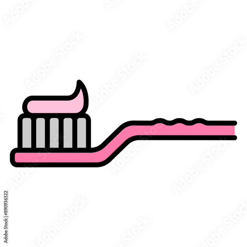 Illustration of Toothbrush with Paste Filled Icon. Vector Design