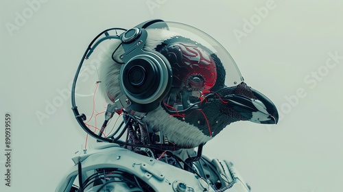 Futuristic bird robot with advanced technological design, blendi photo