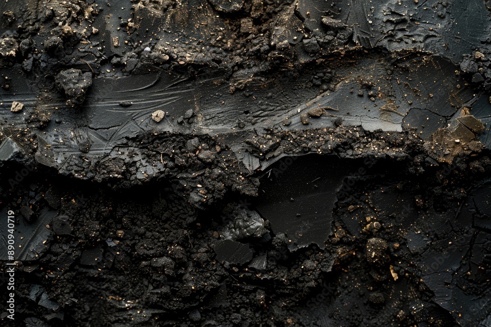 A close-up shot of a piece of black paint with texture and slight imperfections A close-up shot of a piece of black paint with texture and slight imperfections