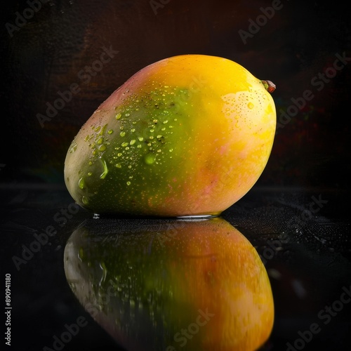 Mystic photo of Manalagi Mango, isolated on black background photo