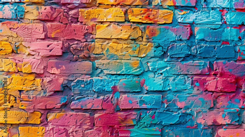 Vibrant graffiti texture on an urban brick wall Vibrant graffiti texture on an urban brick wall