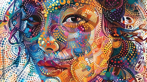 Wallpaper Mural Vibrant Algorithmic Portrait of Thai Girl with Abstract Patterns and Spiritual Elements Torontodigital.ca