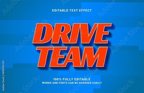drive team editable text effect in kids and simple text style