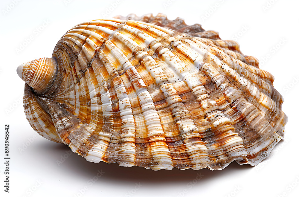 A large shell on a white background. A large shell on a white background.