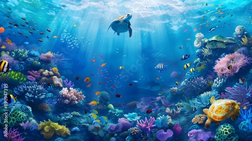 Fototapeta Naklejka Na Ścianę i Meble -  Underwater coral reef landscape
