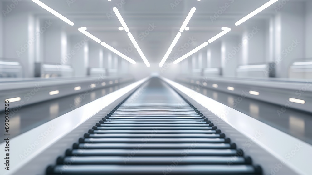Futuristic conveyor belt system in a high-tech, bright industrial environment, symbolizing automation and innovation. Futuristic conveyor belt system in a high-tech, bright industrial environment, symbolizing automation and innovation.