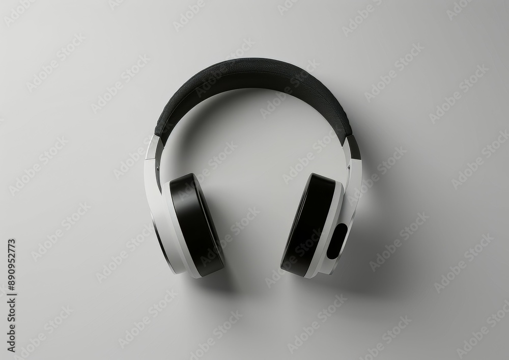 Studio Headphones with Worn Cables on Minimalist Background Studio Headphones with Worn Cables on Minimalist Background