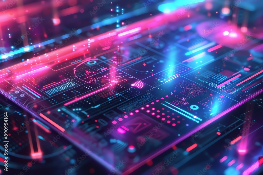 Abstract futuristic technology background with glowing neon lines and circuits. Abstract futuristic technology background with glowing neon lines and circuits.