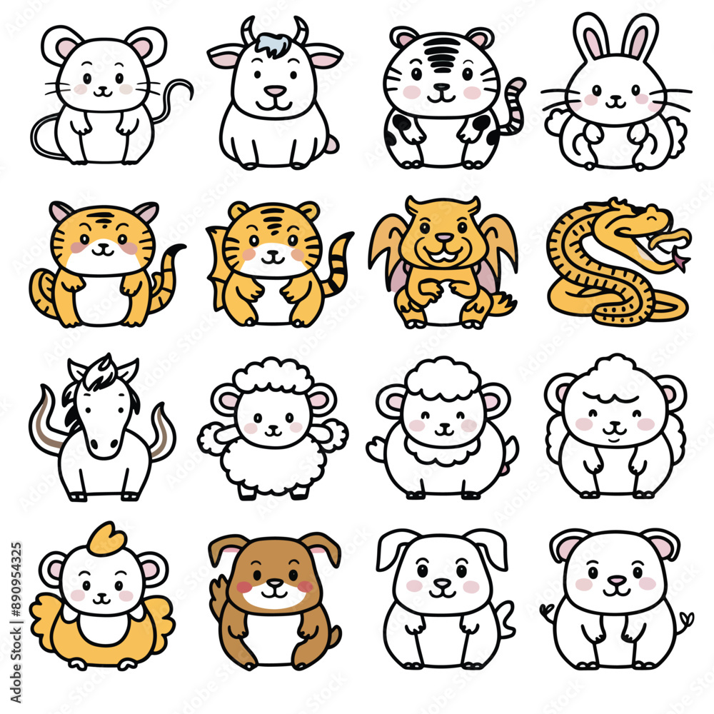 Chubby and Cute Chinese Zodiac Animals Chubby and Cute Chinese Zodiac Animals