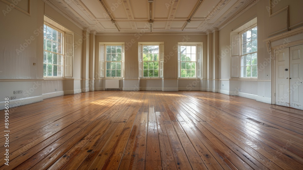Obraz premium A restored dance studio with a sprung wooden floor that provides optimal comfort and support for dancers