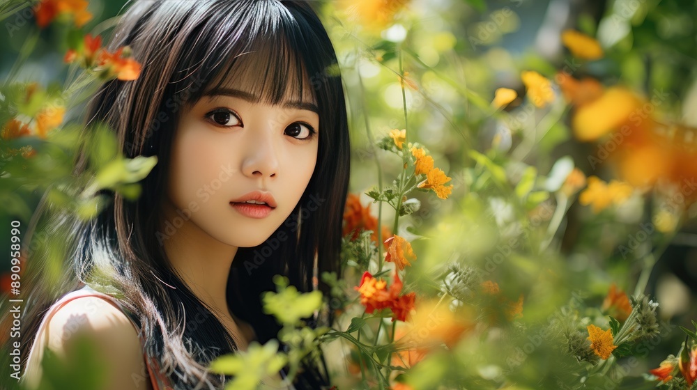 a woman in a sari with a blue and white kimono on her chest.
