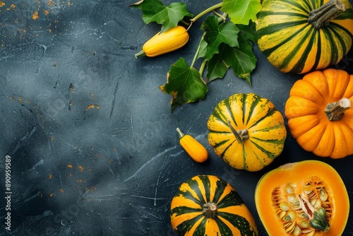 Delicata Squash pumpkin background photo