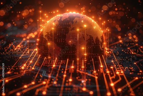 Digital Globe on a Circuit Board