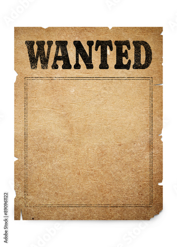 Poster Wanted isolated on white. Space for design