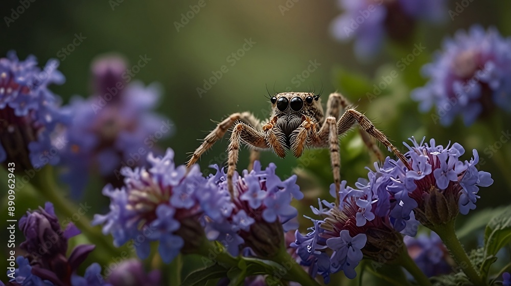 Fototapeta premium spider closeup on flowers