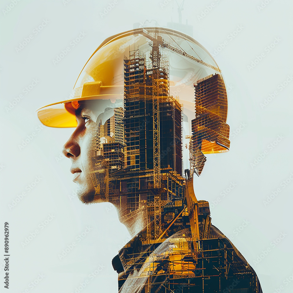young woman in a yellow construction helmet against the background of construction workshop young woman in a yellow construction helmet against the background of construction workshop