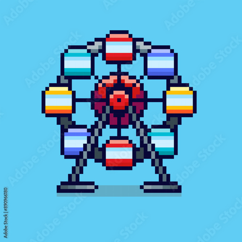 Pixel art ferris wheel game asset design