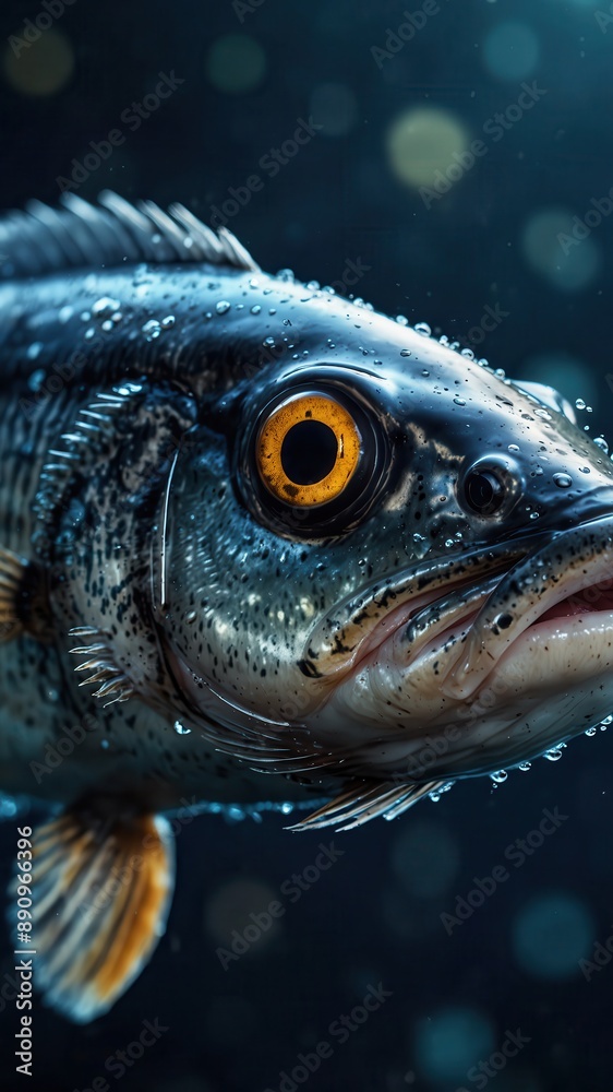 Fototapeta premium close-up of Icefish, cinematic, deep sea background
