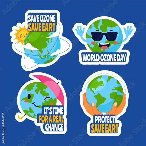 Ozone Day Label Flat Cartoon Hand Drawn Templates Background Illustration