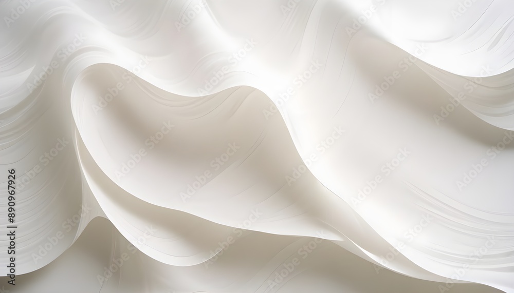 Fototapeta premium Clear Plain Shiny Soft Vintage Bokeh Cloudy Wave Like Geometric White Background or Texture