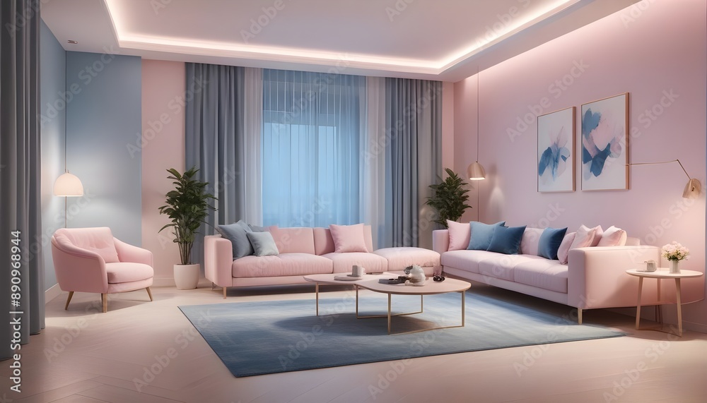 Fototapeta premium Photo interior modern design room 3d illustration