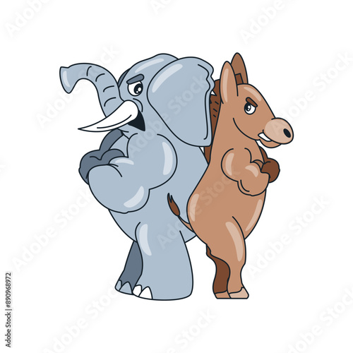 aggressive donkey and elephant