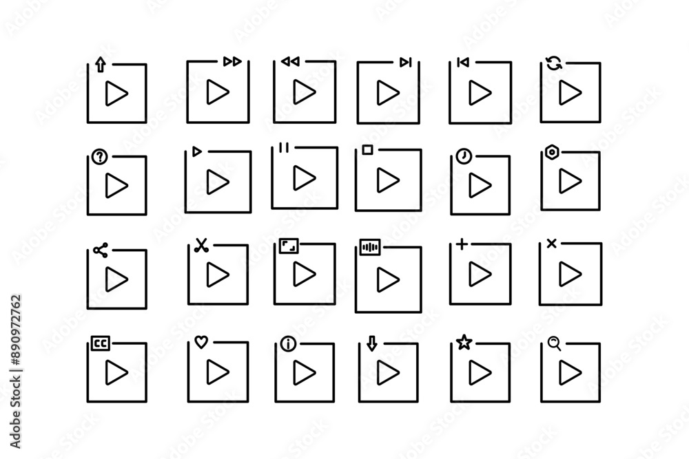 set of 24 video folder icons line, isolated on white editable background.
set of 24 video folder icons line, isolated on white editable background.
