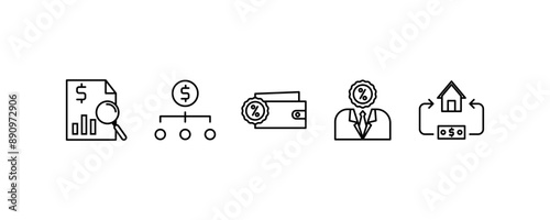 
Line Icon, Credit and Refinancing concept isolated on white editable background.
