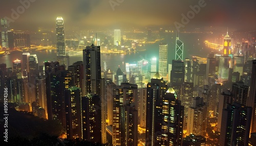 Wallpaper Mural City night with building skyline and skyscraper Torontodigital.ca