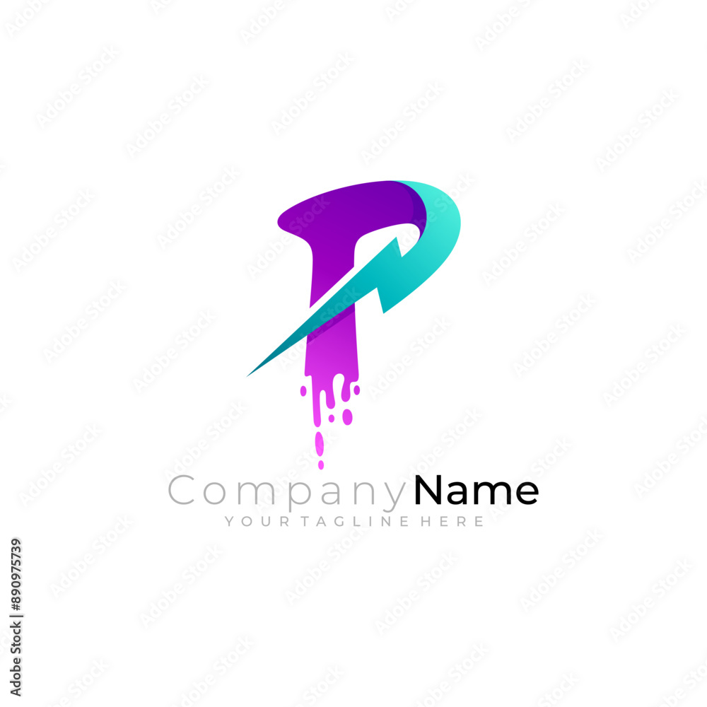 letter p logo and electricity icon, lightning strikes letter p logo and electricity icon, lightning strikes
