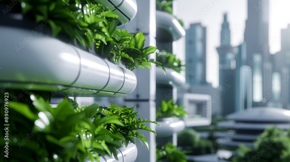 Futuristic cityscape blending sleek cyberpunk architecture with lush vertical gardens and greenery, vibrant art installations scattered throughout Futuristic cityscape blending sleek cyberpunk architecture with lush vertical gardens and greenery, vibrant art installations scattered throughout