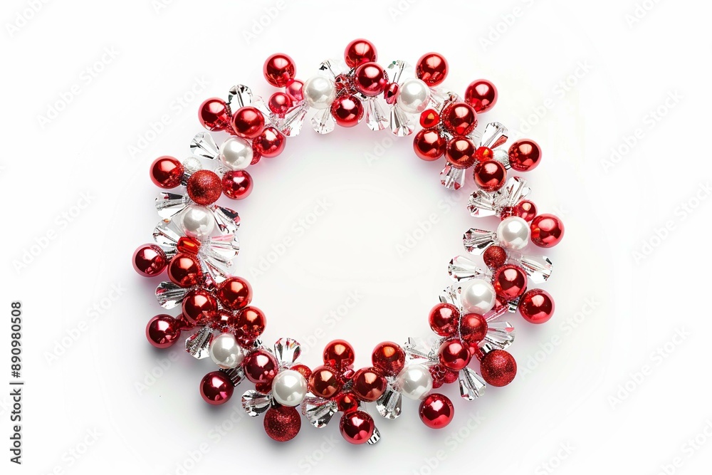 Crystal Bead Wreath, isolated on white Crystal Bead Wreath, isolated on white