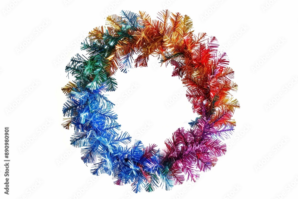 Tinsel Wreath, isolated on white Tinsel Wreath, isolated on white